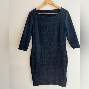 SARAH PACINI Dress 3/4 Sleeve Textured Fabric Adjustable Side Zip Slit Lagenlook